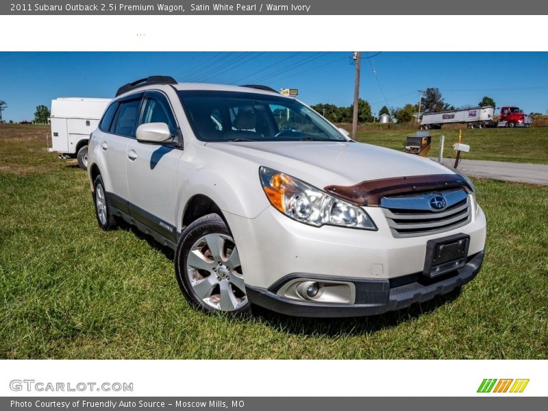 Satin White Pearl / Warm Ivory 2011 Subaru Outback 2.5i Premium Wagon