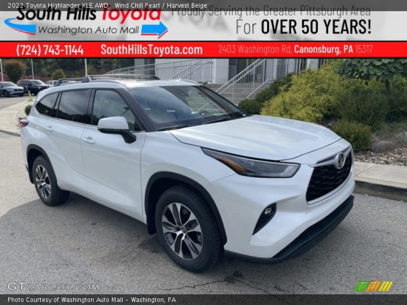 Wind Chill Pearl / Harvest Beige 2022 Toyota Highlander XLE AWD