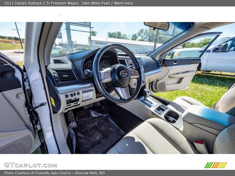 Satin White Pearl / Warm Ivory 2011 Subaru Outback 2.5i Premium Wagon