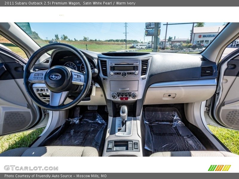 Satin White Pearl / Warm Ivory 2011 Subaru Outback 2.5i Premium Wagon