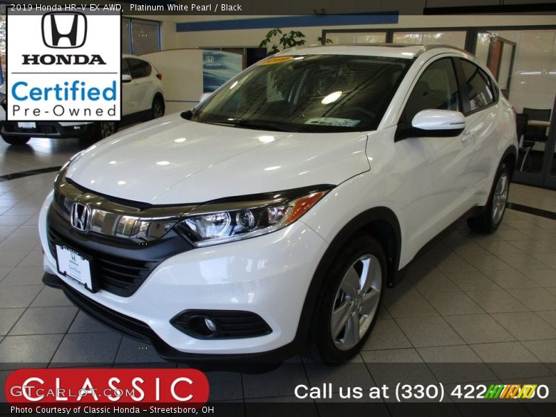 Platinum White Pearl / Black 2019 Honda HR-V EX AWD