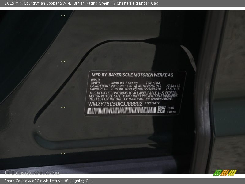 British Racing Green II / Chesterfield British Oak 2019 Mini Countryman Cooper S All4