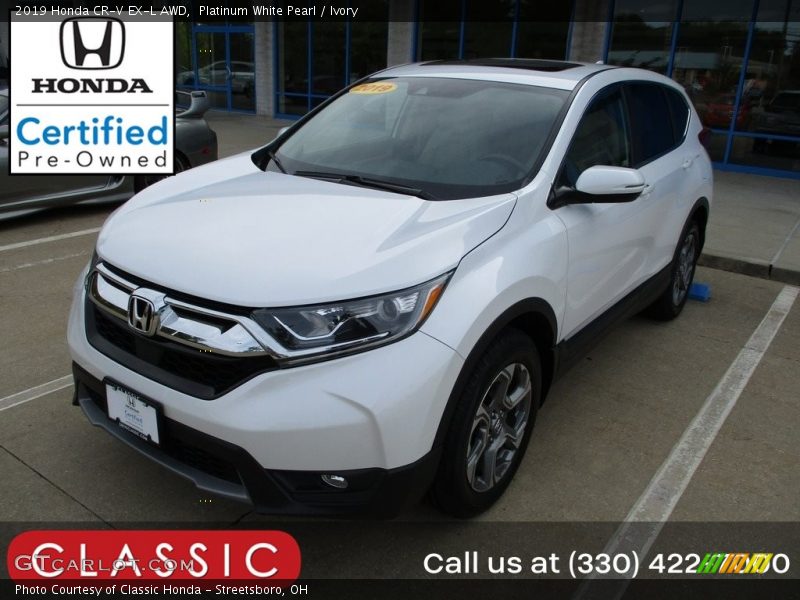 Platinum White Pearl / Ivory 2019 Honda CR-V EX-L AWD