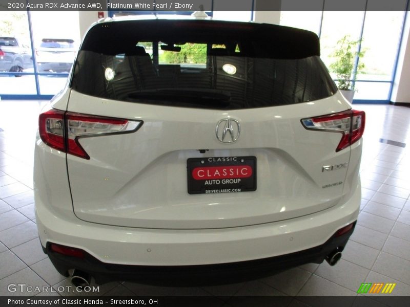 Platinum White Pearl / Ebony 2020 Acura RDX Advance AWD
