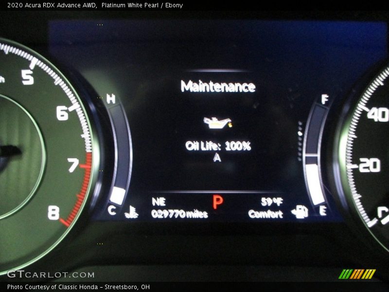 Platinum White Pearl / Ebony 2020 Acura RDX Advance AWD