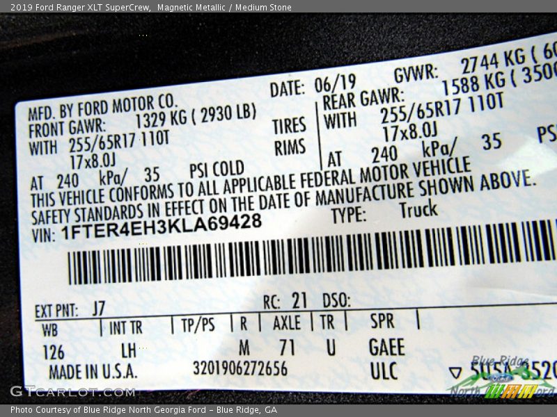 Magnetic Metallic / Medium Stone 2019 Ford Ranger XLT SuperCrew