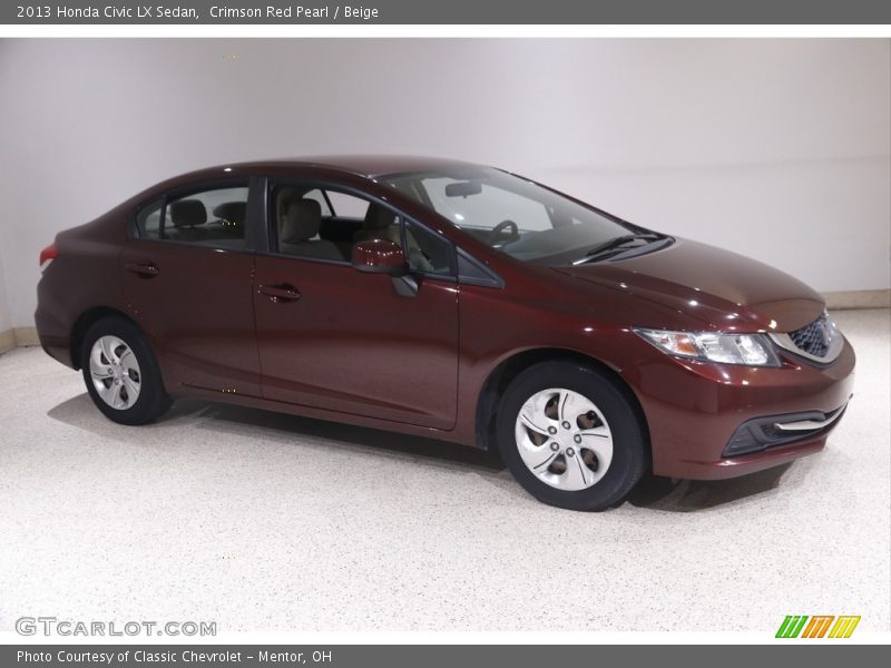 Crimson Red Pearl / Beige 2013 Honda Civic LX Sedan