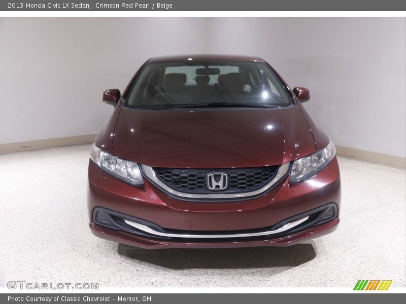 Crimson Red Pearl / Beige 2013 Honda Civic LX Sedan