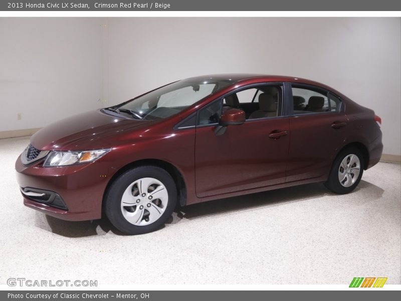 Crimson Red Pearl / Beige 2013 Honda Civic LX Sedan