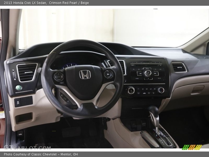 Crimson Red Pearl / Beige 2013 Honda Civic LX Sedan