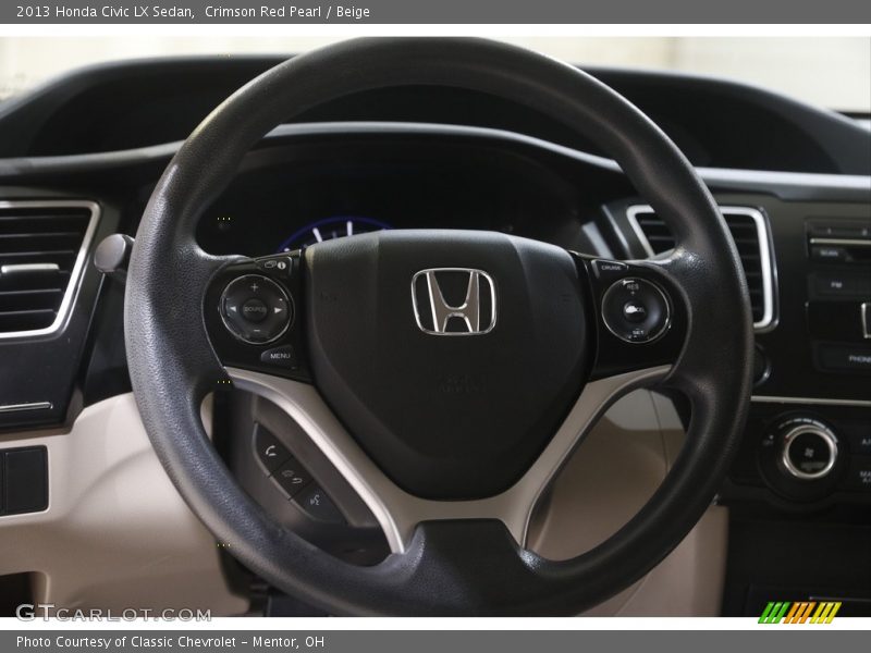 Crimson Red Pearl / Beige 2013 Honda Civic LX Sedan