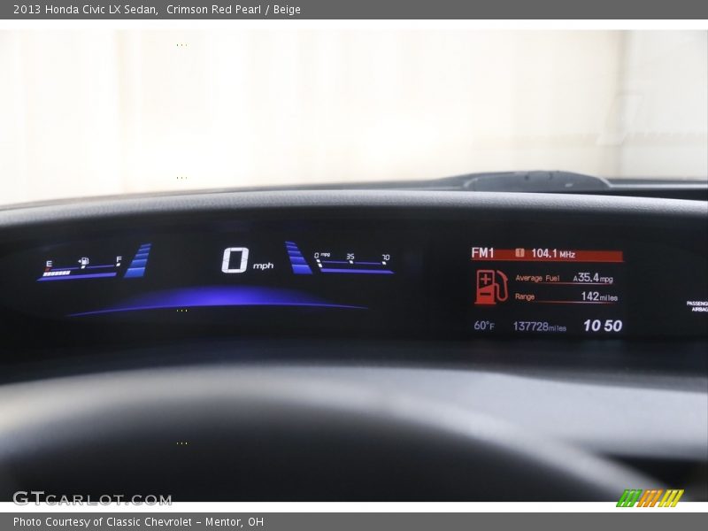 Crimson Red Pearl / Beige 2013 Honda Civic LX Sedan
