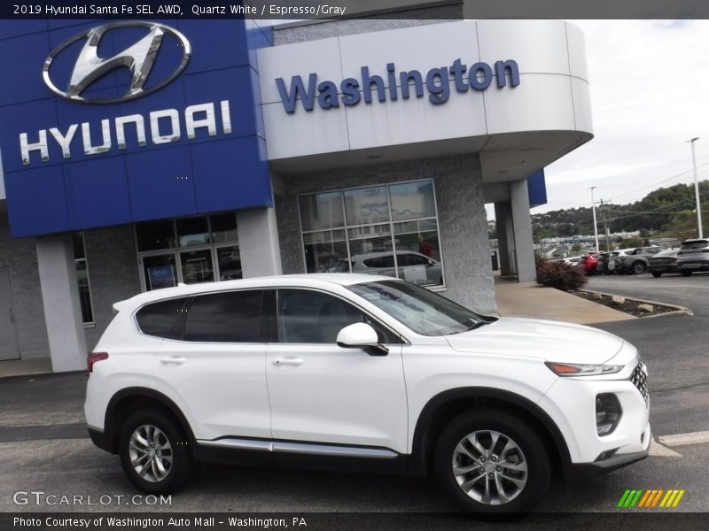 Quartz White / Espresso/Gray 2019 Hyundai Santa Fe SEL AWD