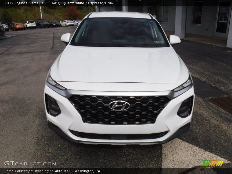 Quartz White / Espresso/Gray 2019 Hyundai Santa Fe SEL AWD
