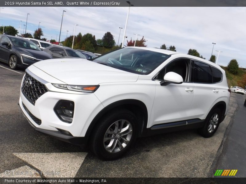 Quartz White / Espresso/Gray 2019 Hyundai Santa Fe SEL AWD