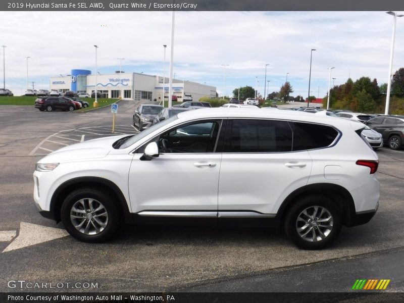 Quartz White / Espresso/Gray 2019 Hyundai Santa Fe SEL AWD