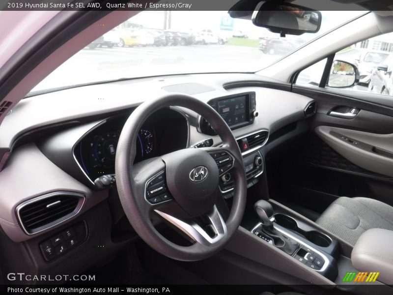 Quartz White / Espresso/Gray 2019 Hyundai Santa Fe SEL AWD