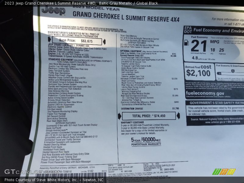  2023 Grand Cherokee L Summit Reserve 4WD Window Sticker