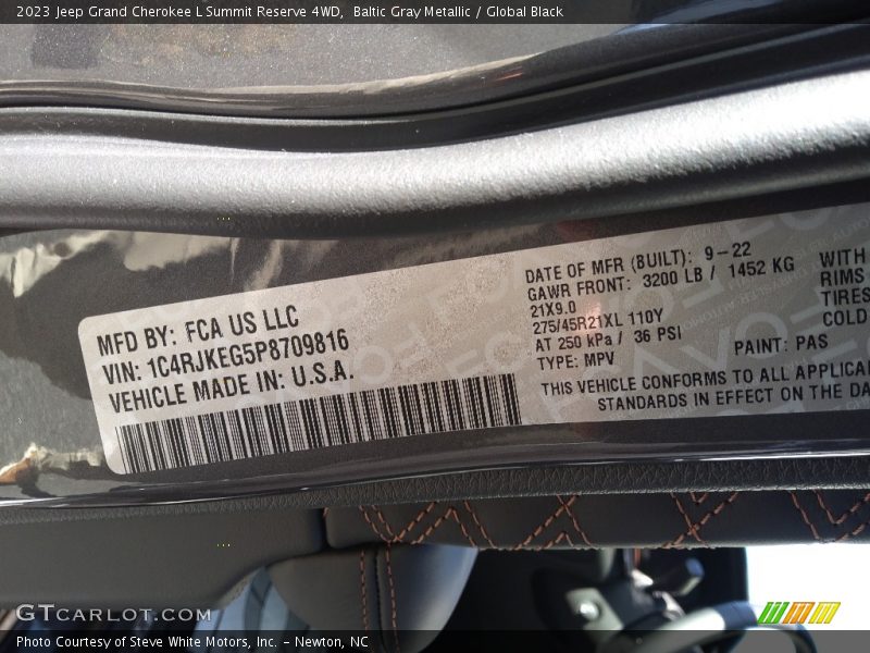 2023 Grand Cherokee L Summit Reserve 4WD Baltic Gray Metallic Color Code PAS