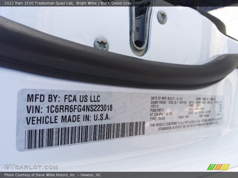 Bright White / Black/Diesel Gray 2022 Ram 1500 Tradesman Quad Cab