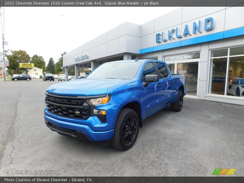 Glacier Blue Metallic / Jet Black 2022 Chevrolet Silverado 1500 Custom Crew Cab 4x4