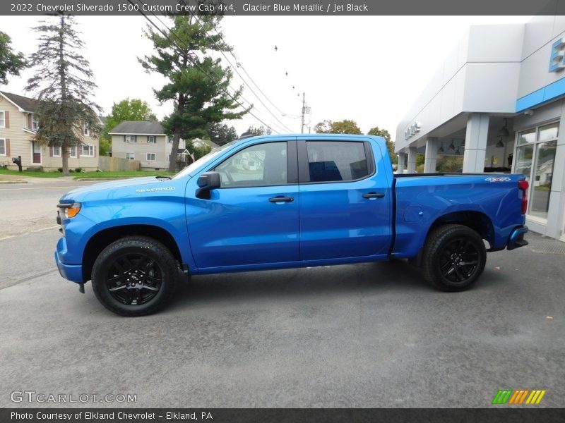 Glacier Blue Metallic / Jet Black 2022 Chevrolet Silverado 1500 Custom Crew Cab 4x4