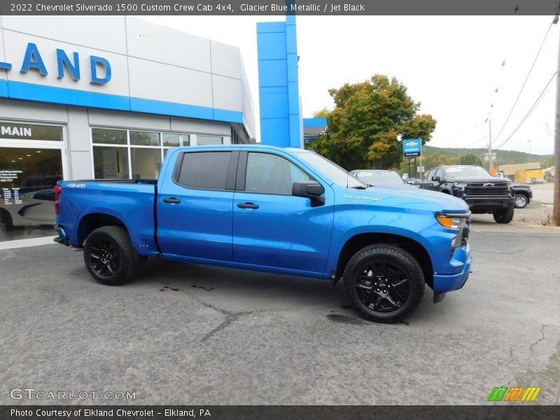 Glacier Blue Metallic / Jet Black 2022 Chevrolet Silverado 1500 Custom Crew Cab 4x4