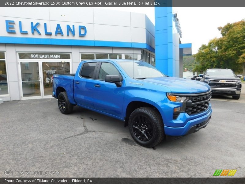 Glacier Blue Metallic / Jet Black 2022 Chevrolet Silverado 1500 Custom Crew Cab 4x4