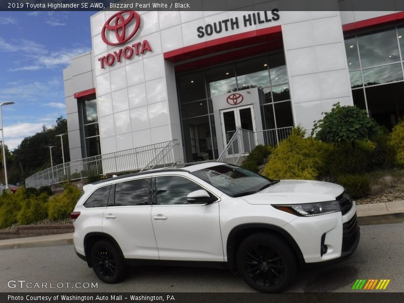 Blizzard Pearl White / Black 2019 Toyota Highlander SE AWD