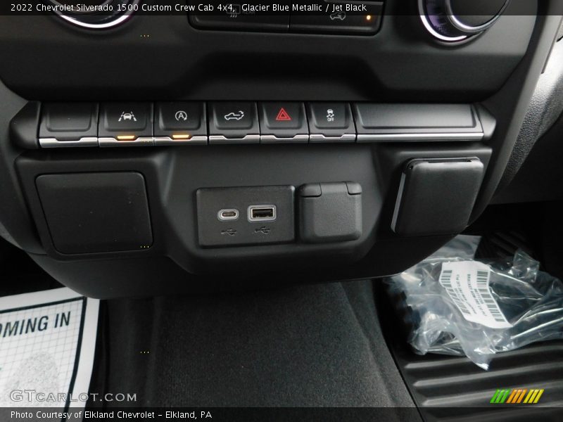 Glacier Blue Metallic / Jet Black 2022 Chevrolet Silverado 1500 Custom Crew Cab 4x4