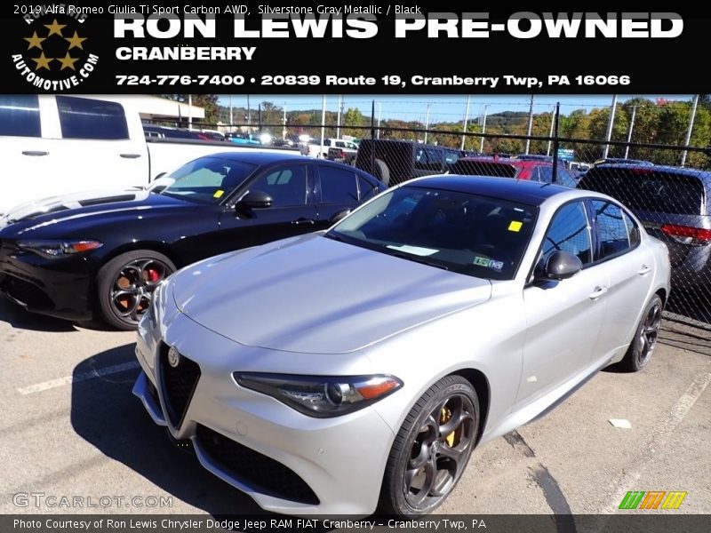 Silverstone Gray Metallic / Black 2019 Alfa Romeo Giulia Ti Sport Carbon AWD