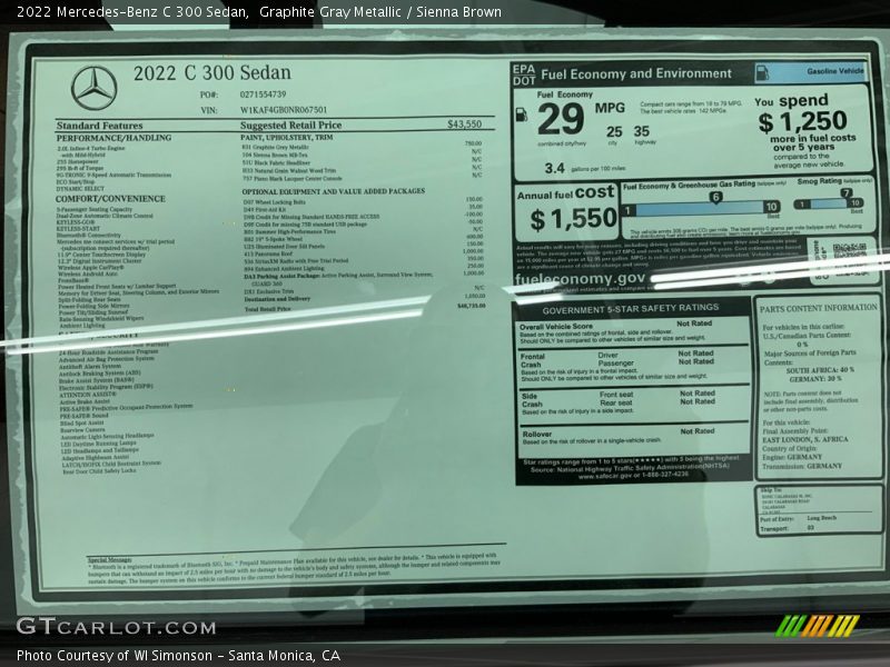 Graphite Gray Metallic / Sienna Brown 2022 Mercedes-Benz C 300 Sedan
