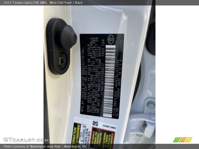 Wind Chill Pearl / Black 2023 Toyota Camry XSE AWD