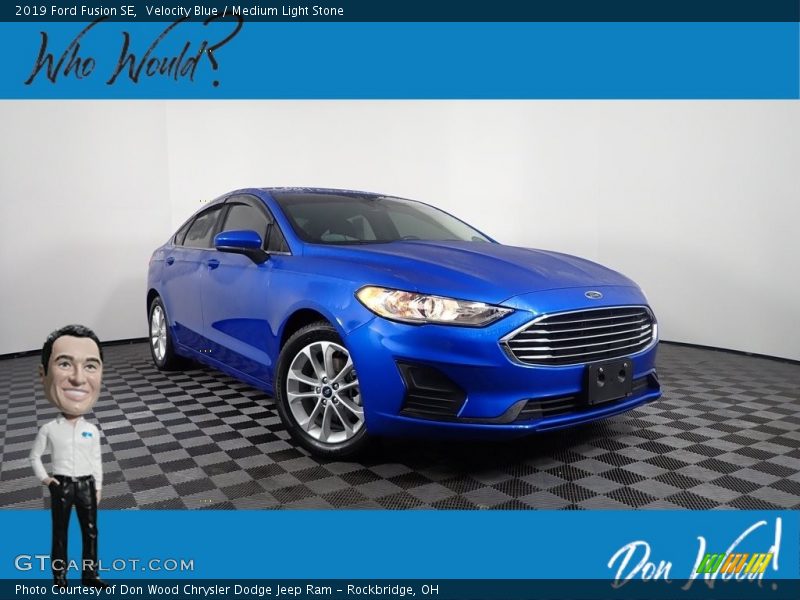 Velocity Blue / Medium Light Stone 2019 Ford Fusion SE