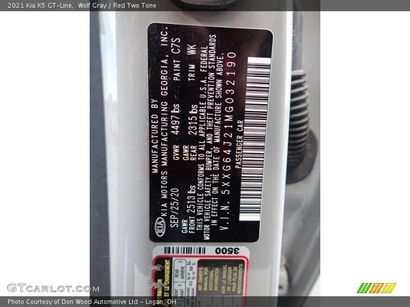 2021 K5 GT-Line Wolf Gray Color Code C7S