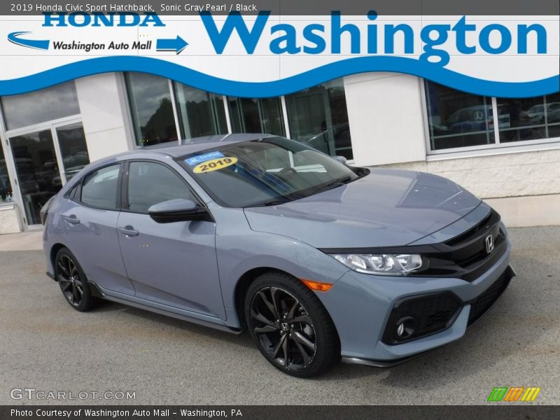 Sonic Gray Pearl / Black 2019 Honda Civic Sport Hatchback
