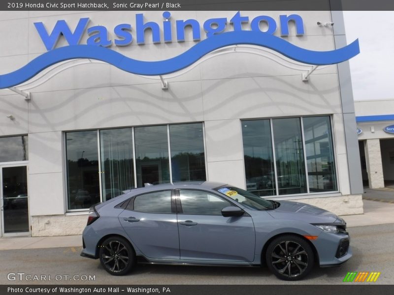 Sonic Gray Pearl / Black 2019 Honda Civic Sport Hatchback