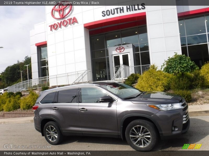 Predawn Gray Mica / Black 2019 Toyota Highlander XLE AWD