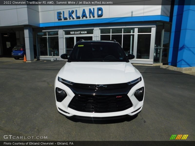 Summit White / Jet Black w/Red Accents 2022 Chevrolet TrailBlazer RS AWD