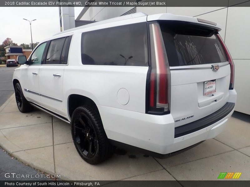 Crystal White Tricoat / Maple Sugar/Jet Black 2018 Cadillac Escalade ESV Platinum 4WD