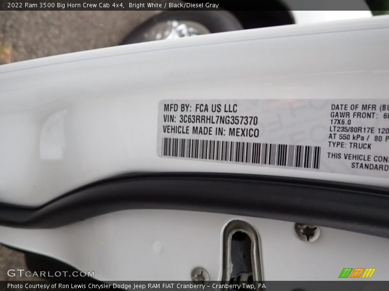 Bright White / Black/Diesel Gray 2022 Ram 3500 Big Horn Crew Cab 4x4
