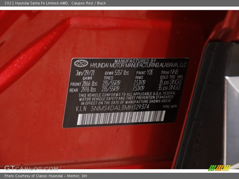 Calypso Red / Black 2021 Hyundai Santa Fe Limited AWD