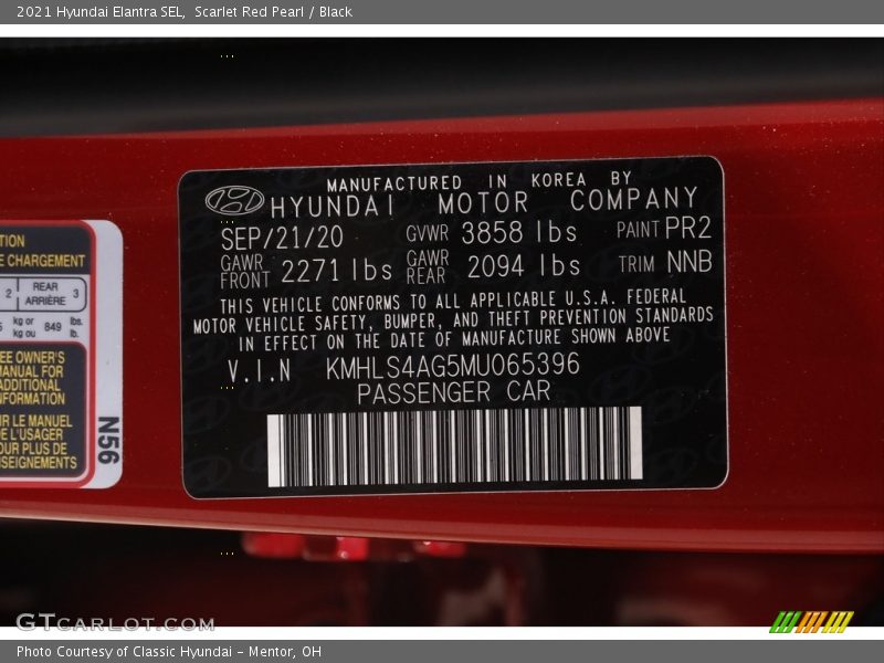 Scarlet Red Pearl / Black 2021 Hyundai Elantra SEL