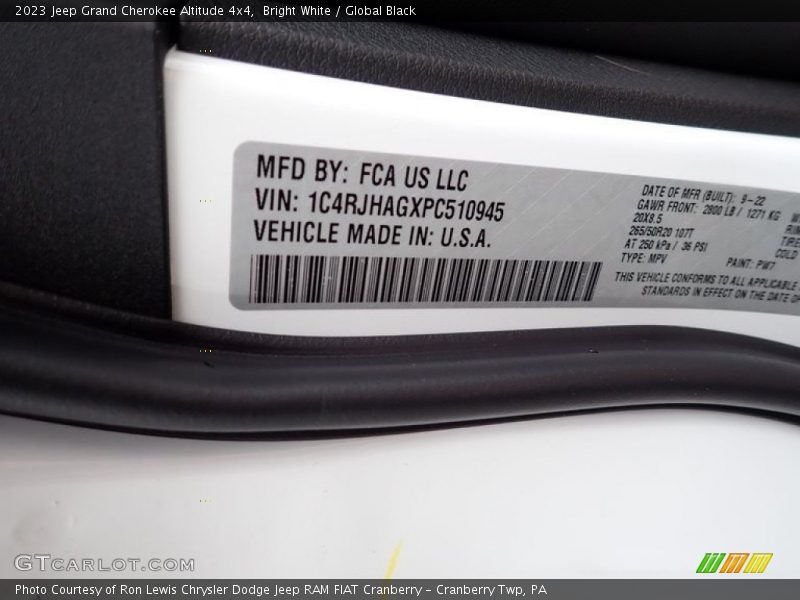 Bright White / Global Black 2023 Jeep Grand Cherokee Altitude 4x4