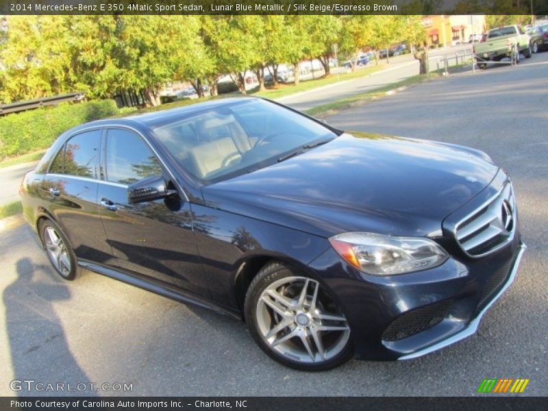 Lunar Blue Metallic / Silk Beige/Espresso Brown 2014 Mercedes-Benz E 350 4Matic Sport Sedan