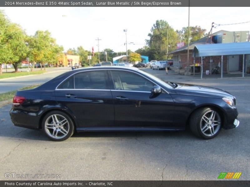 Lunar Blue Metallic / Silk Beige/Espresso Brown 2014 Mercedes-Benz E 350 4Matic Sport Sedan