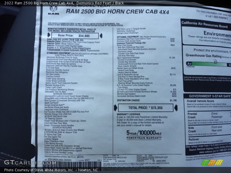 Delmonico Red Pearl / Black 2022 Ram 2500 Big Horn Crew Cab 4x4