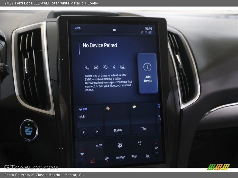 Star White Metallic / Ebony 2022 Ford Edge SEL AWD
