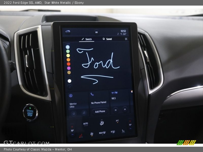 Star White Metallic / Ebony 2022 Ford Edge SEL AWD