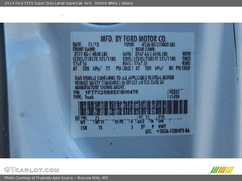Oxford White / Adobe 2014 Ford F250 Super Duty Lariat SuperCab 4x4